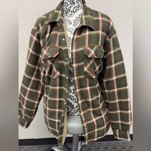 Wrangler Men's Plaid Sherpa-Lined Shirt Jacket Sz L